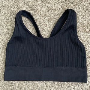 Women’s NWOT Aerie Ribbed Black Sports Bra Size XL
